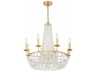 Crystorama Bella 8-Light Antique Gold Glass Candelabra Chandelier
