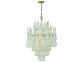 Crystorama Ollie 16-Light Aged Brass Green Candelabra Chandelier