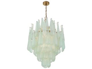 Crystorama Ollie 16-Light Aged Brass Green Candelabra Chandelier