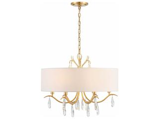 Crystorama Rollins 6-Light Antique Gold Crystal Candelabra Drum Chandelier