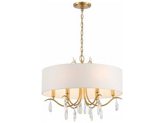 Crystorama Rollins 6-Light Antique Gold Crystal Candelabra Drum Chandelier