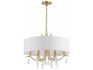 Crystorama Rollins 6-Light Antique Gold Crystal Candelabra Drum Chandelier