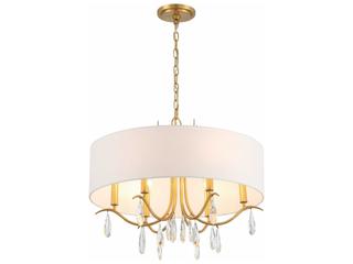 Crystorama Rollins 6-Light Antique Gold Crystal Candelabra Drum Chandelier