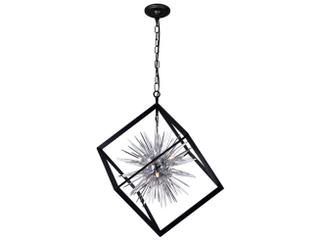 CWI Lighting Starburst 6-Light Chrome Black Geometric Sputnik Chandelier
