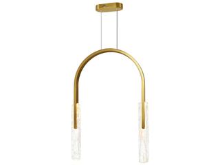 CWI Lighting Curva Brass Gold LED Geometric Linear Chandelier