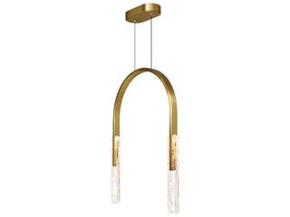CWI Lighting Curva Brass Gold LED Geometric Linear Chandelier