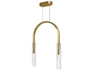 CWI Lighting Curva Brass Gold LED Geometric Linear Chandelier
