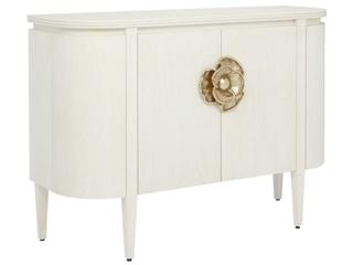 Currey and Company Briallen Demi-Lune Cabinet Cerused White and Brass