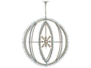 Currey & Company Saltwater 9-Light Contemporary Silver Leaf Seaglass Globe Chandelier
