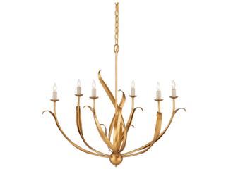 Currey & Company Menefee 6-Light Antique Gold Leaf Chandelier