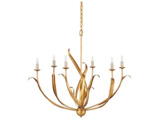 Currey & Company Menefee 6-Light Antique Gold Leaf Chandelier