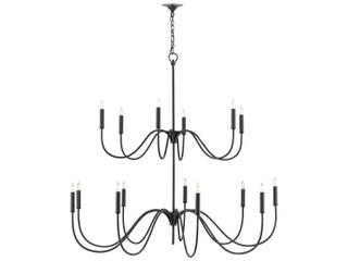 Currey & Company Tirrell 27-Light Antique Black Candelabra Chandelier