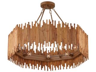 Currey & Company Teahouse 8-Light Natural Khaki Brown Chandelier