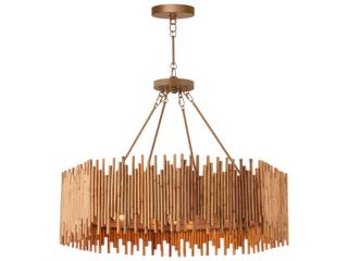 Currey & Company Teahouse 8-Light Natural Khaki Brown Chandelier