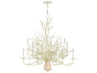 Currey & Company Seaward 12-Light White Coral natural Sand Candelabra Chandelier
