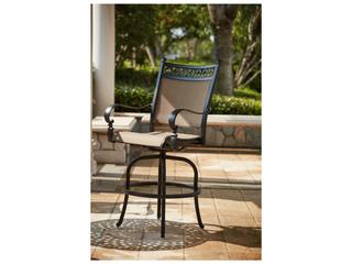 Darlee Outdoor Living Mountain View Cast Aluminum 5-Piece Pedestal Bar Set with 42 Inch Round Pedestal Bar Table in Antique Bronze