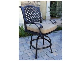 Darlee Outdoor Living Nassau Cast Aluminum 3-Piece Counter Height Set with Cushions and 30'' Round Pedestal Counter Table