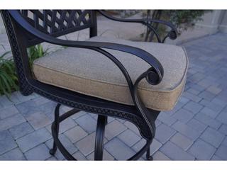 Darlee Outdoor Living Nassau Cast Aluminum 3-Piece Counter Height Set with Cushions and 30'' Round Pedestal Counter Table