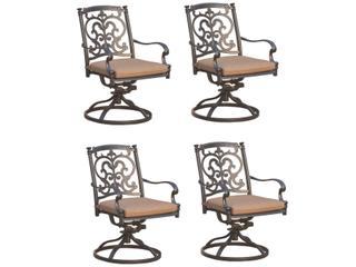 Darlee Outdoor Living Santa Barbara Cast Aluminum Antique Bronze Swivel Rocker Dining Arm Chair Set of 4