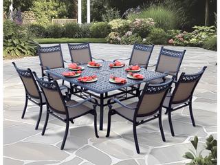Mountain View 9-Piece Cast Aluminum Dining Set in Antique Bronze