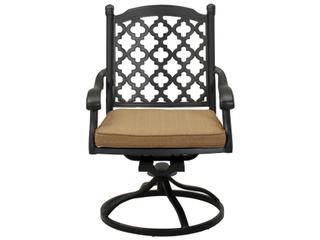 Darlee Outdoor Living Madison Cast Aluminum Antique Bronze Swivel Rocker Dining Arm Chair Set of 4