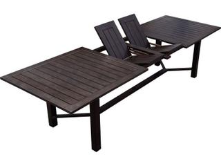 Darlee Outdoor Living Atlantis Walnut Aluminum Dining Set in Beige