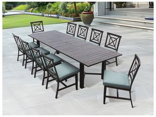Atlantis 11 Piece Walnut Aluminum Rectangular Extension Dining Set in Spa