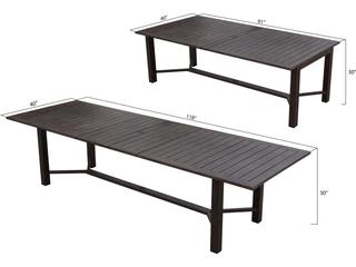 Darlee Outdoor Living Atlantis Aluminum 5-Piece Patio Dining Set with 118 feet' X 40 feet' / 90 feet' X 40 feet'  Rectangular Extension Table