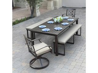 Atlantis Aluminum 5-Piece Patio Dining Set with 88 Inch Rectangular Table