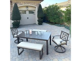 Atlantis 5-Piece Aluminum Rectangular Dining Set in Walnut