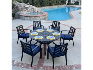 Darlee Palm Springs 7-Piece Cast Aluminum Dining Set in Antique Bronze