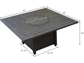 Darlee Outdoor Living Brooklyn Aluminum 8-Piece Dining Set with 60" Square Propane Fire Pit Dining Table