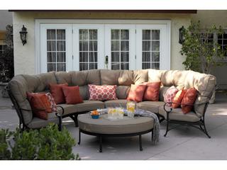 Darlee Outdoor Living Santa Anita Cast Aluminum Antique Bronze 5 Piece Sectional Crescent Lounge Set