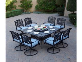 Darlee Nassau 10-Piece Cast Aluminum Dining Set with Swivel Rockers