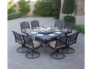Nassau Cast Aluminum 10-Piece Patio Dining Set in Antique Bronze