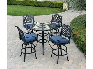 Nassau Cast Aluminum 5-Piece Patio Bar Set in Antique Bronze