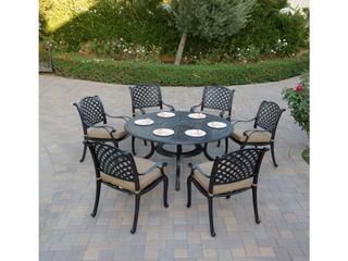 Nassau 7-Piece Cast Aluminum Dining Set in Antique Bronze