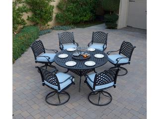 Nassau 8-Piece Cast Aluminum Dining Set with 60-Inch Round Table
