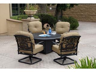 Darlee Outdoor Living Santa Monica Cast Aluminum Antique Bronze 5 Piece Fire Pit Lounge Set