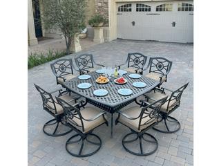 Ten Star 9-Piece Cast Aluminum Outdoor Dining Set in Antique Bronze