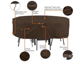 Duck Covers Madrona Dark Cocoa 108 Inch Rectangular/Oval Table & Chair Cover