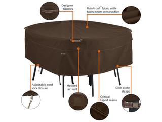 Duck Covers Madrona Dark Cocoa 72 Inch Round Table & Chair Cover