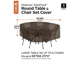 Duck Covers Madrona Dark Cocoa 96 Inch Round Patio Table & Chair Set Cover