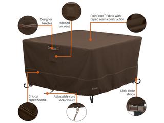 Duck Covers Madrona Dark Cocoa 44 Inch RainProof Square Fire Pit Table Cover
