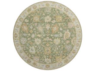 Hatay HY2 Bordered Area Rug 8-Foot Round in Aloe Polyester