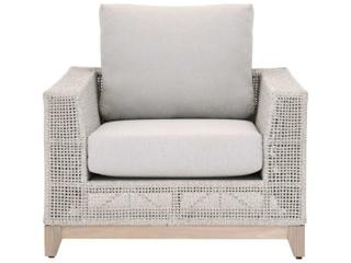 Essentials for Living Outdoor Woven Rope Taupe & White Flat / Pumice Cushion Lounge Chair