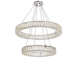 Elegant Lighting Monroe 2-Light Chrome LED Drum Tiered Chandelier