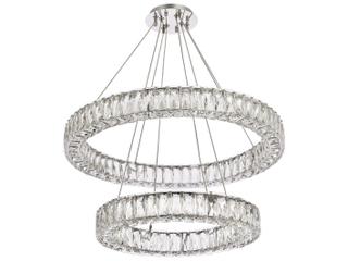 Elegant Lighting Monroe 2-Light Chrome LED Drum Tiered Chandelier