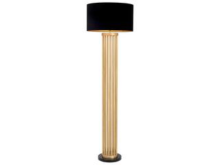Condo Floor Lamp in Antique Brass with Black Marble Base