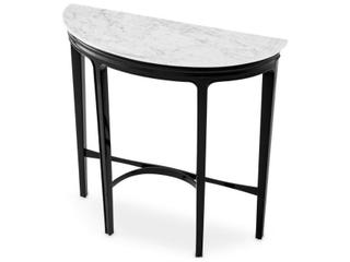 Ethnicraft Console Table Rochefort Piano Black Finish White Carrera Marble